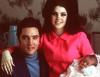 Elvis Presley poses with wife Priscilla and daughter Lisa Marie in 1968